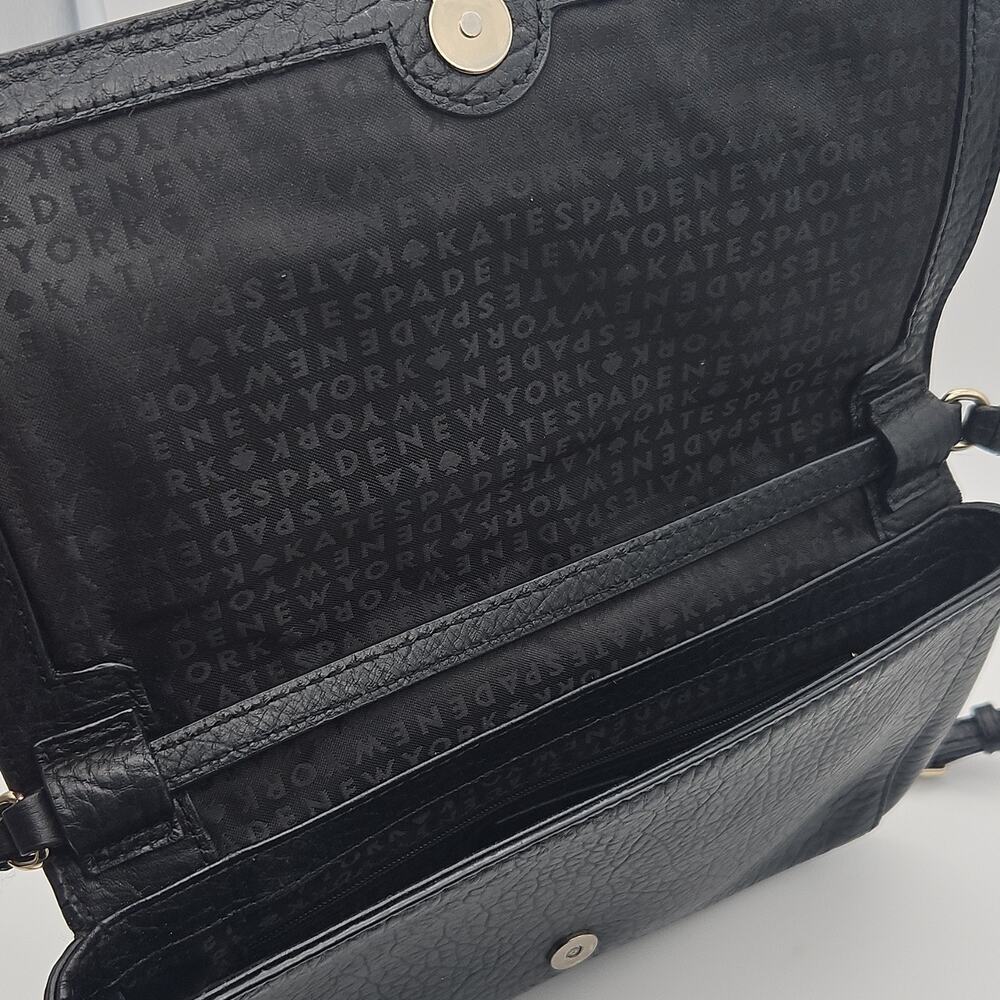 Kate Spade Perry Lane Greer Crossbody Black Pebbled Leather Bag Latice Laser Cut - Picture 7 of 12